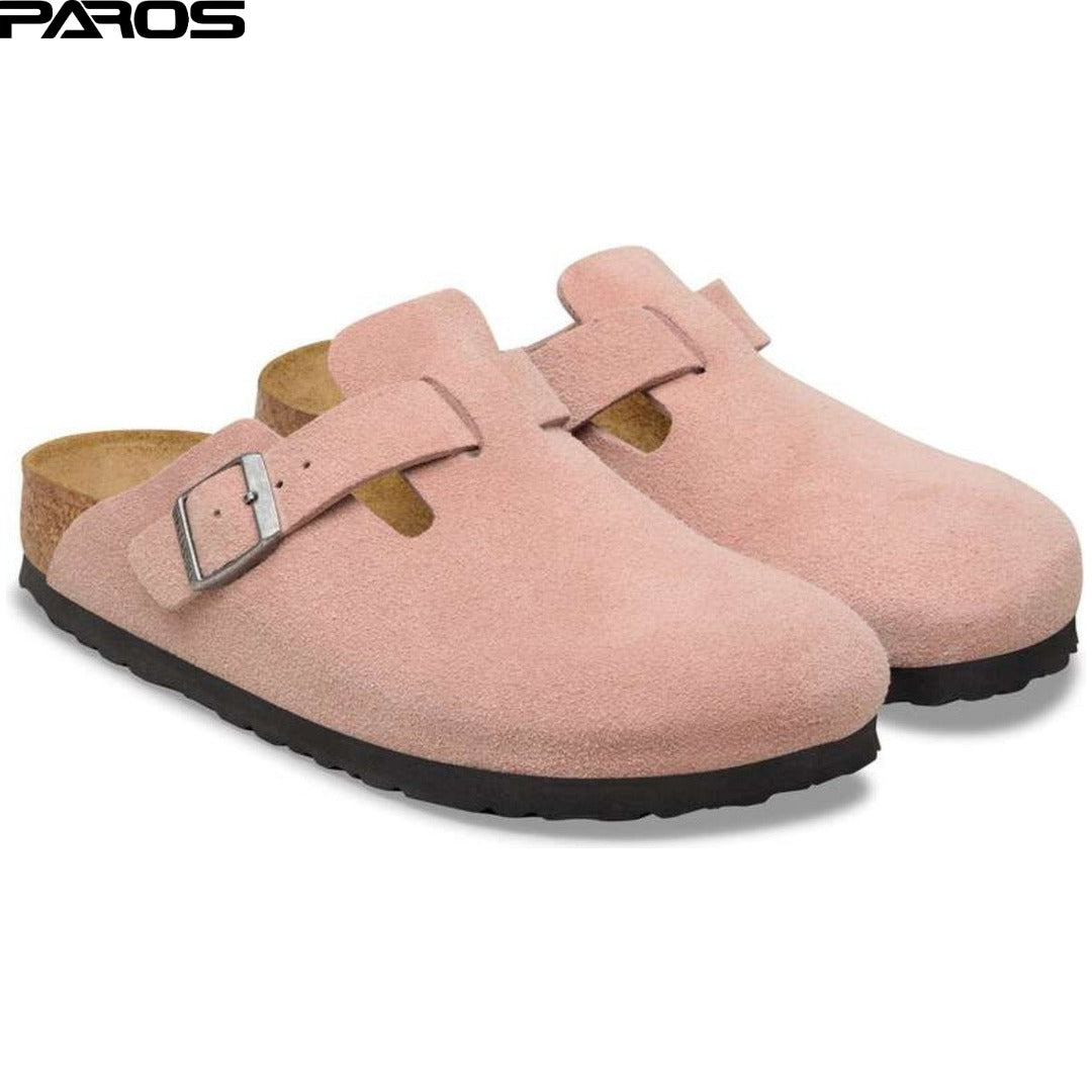 Birkenstock Boston Soft Footbed Suede Leather 'Antique Pink Clay'