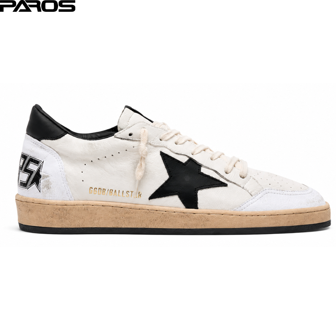 Golden Goose Ball Star in white nappa with black star