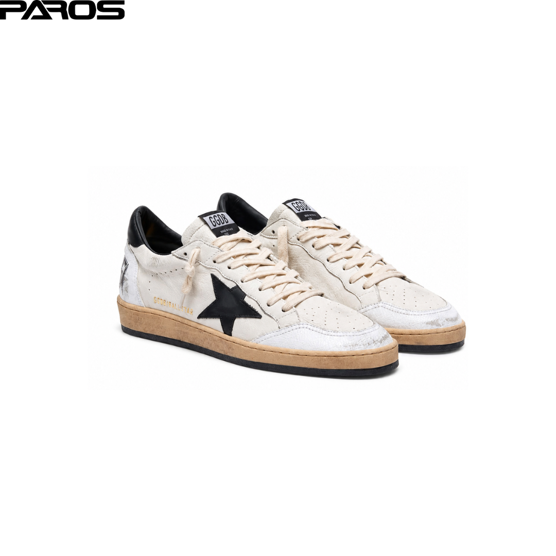 Golden Goose Ball Star in white nappa with black star