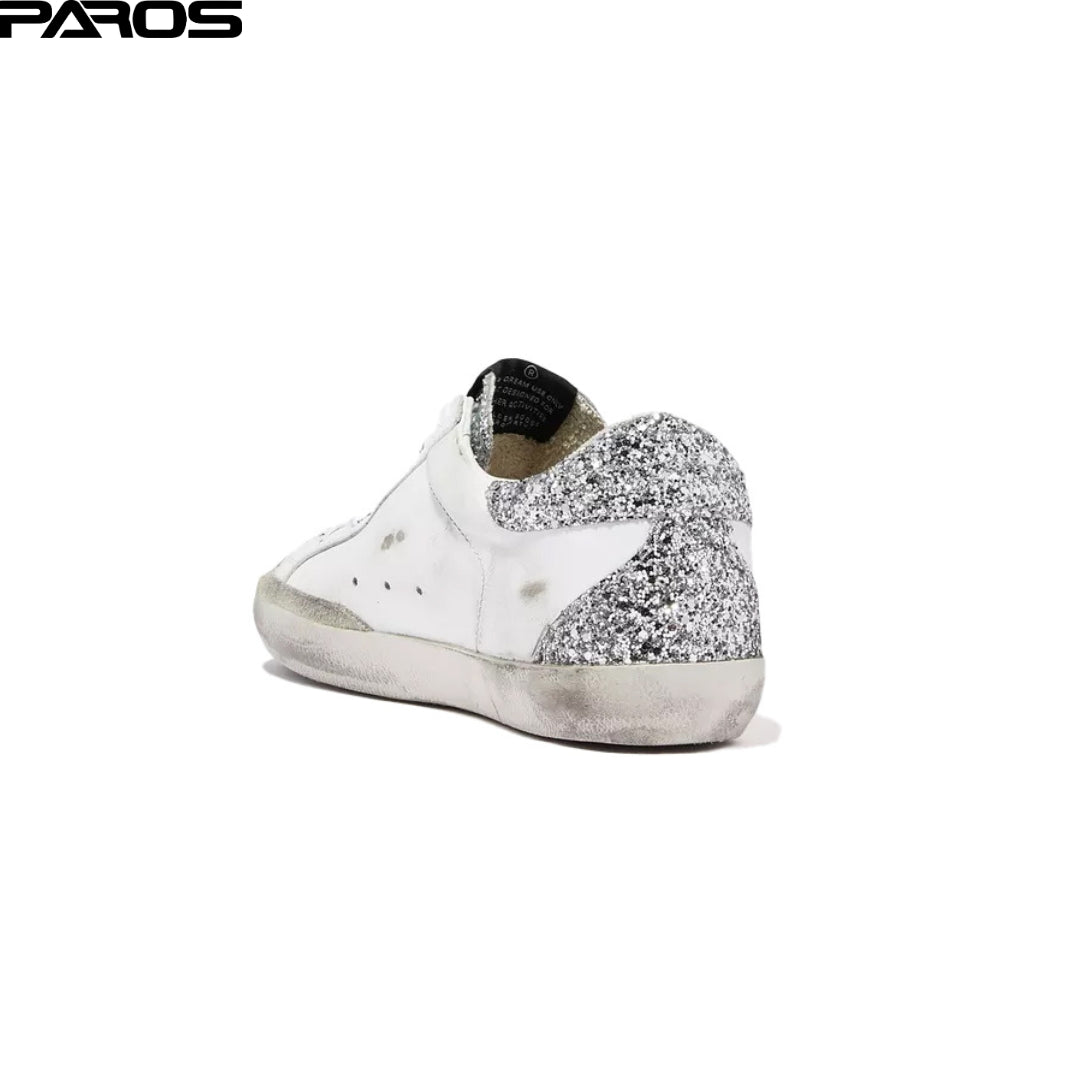 Golden Goose Superstar in White and Silver glitter