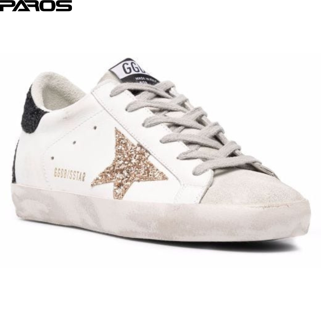 Golden Goose Superstar in white, black & glitter Star