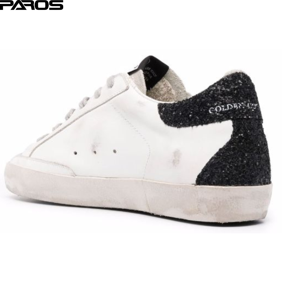 Golden Goose Superstar in white, black & glitter Star