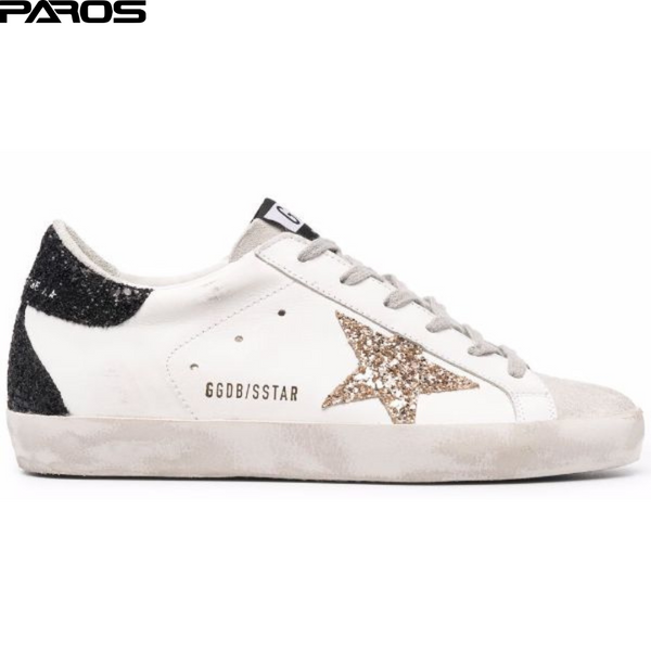 Golden Goose Superstar in white, black & glitter Star