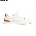 Zegna Off White Deerskin Triple Stitch