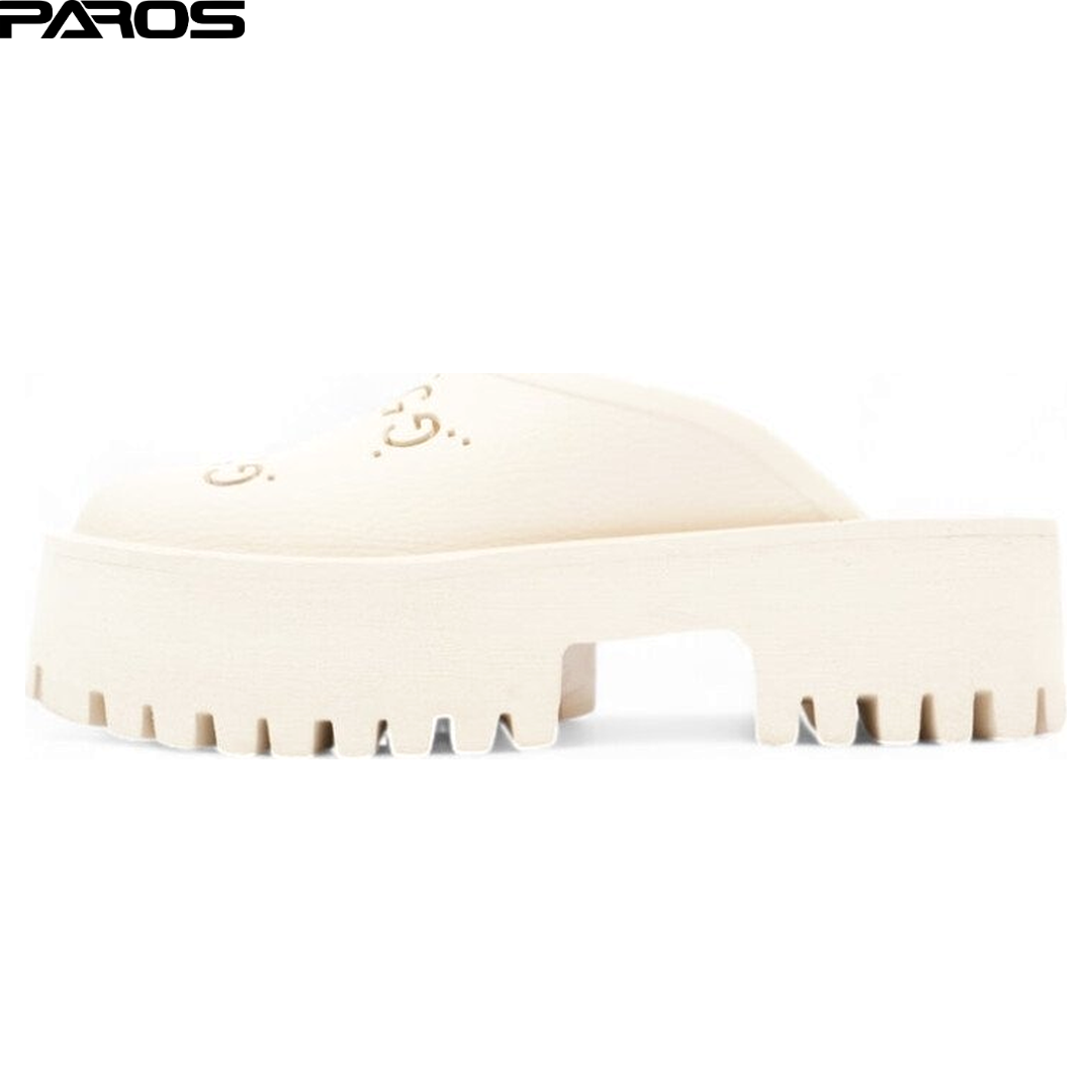 Gucci Elea Perforated Rubber Platform Mule 'White'