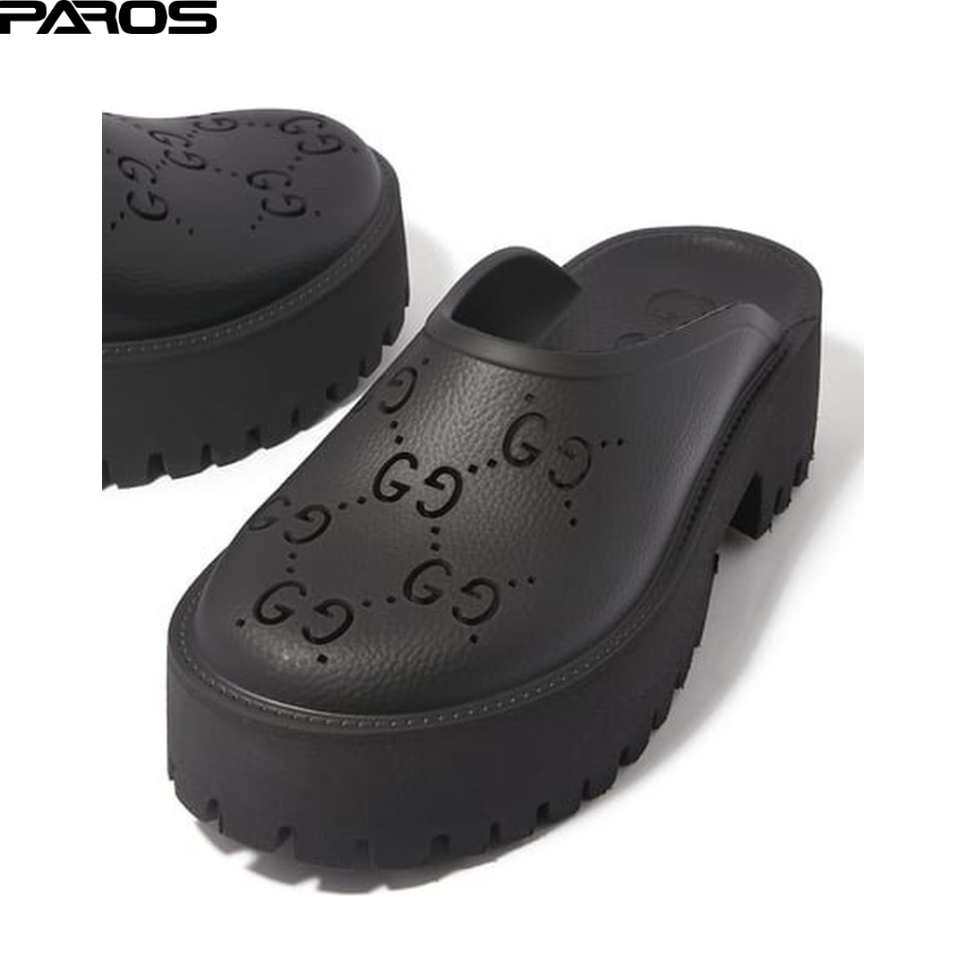 Gucci Perforated Rubber Platform Sandal 'Black'
