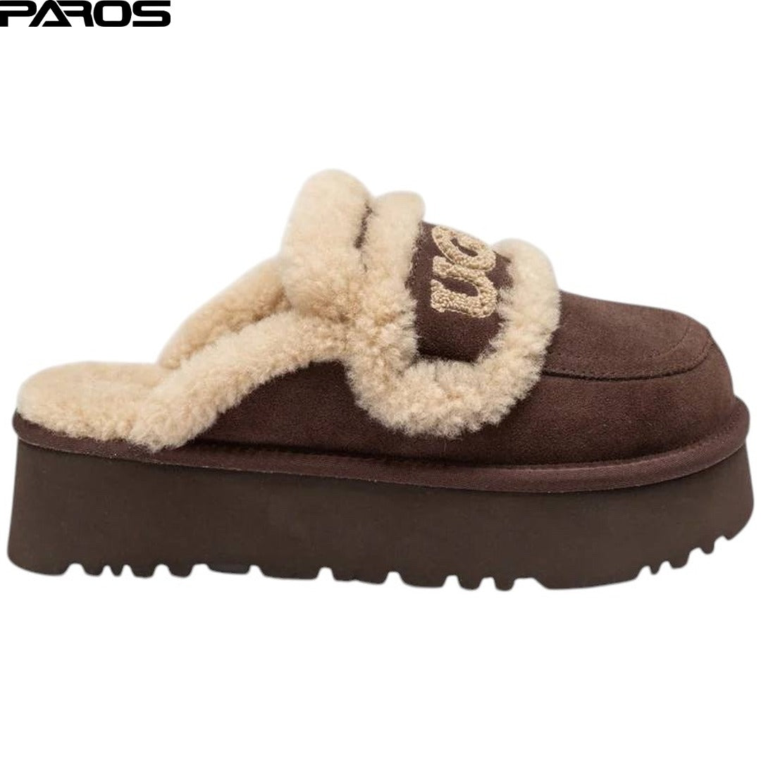 UGG Chloe Fluffy Platform Scuff 'Chocolate'