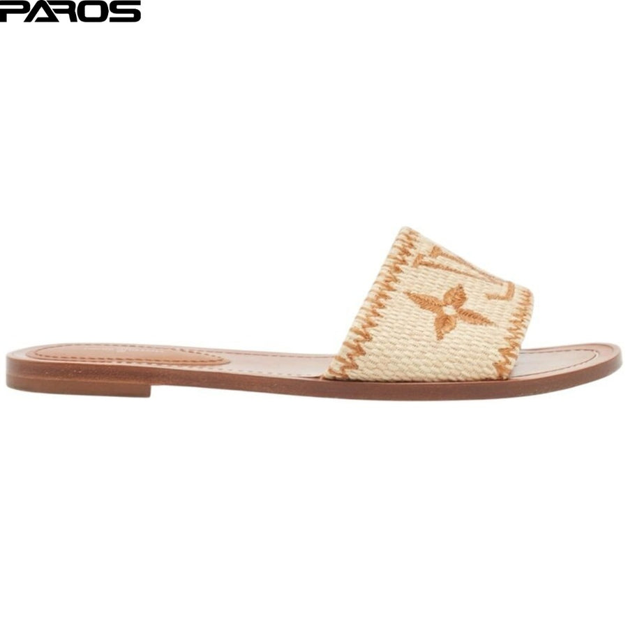 Louis Vuitton Lock It Slides 'Brown Beige Raffia'