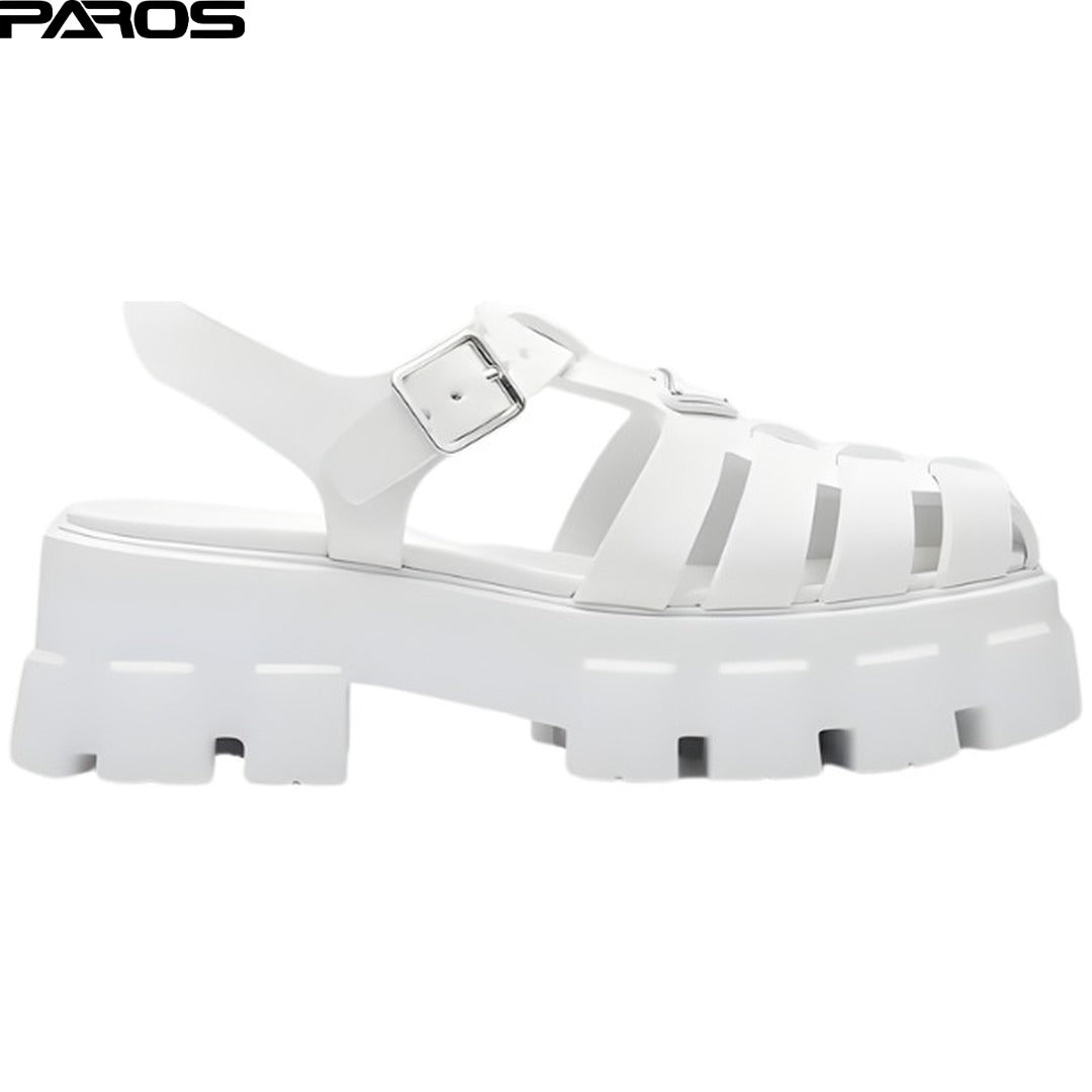 Prada Monolith Rubber Sandals 'White'