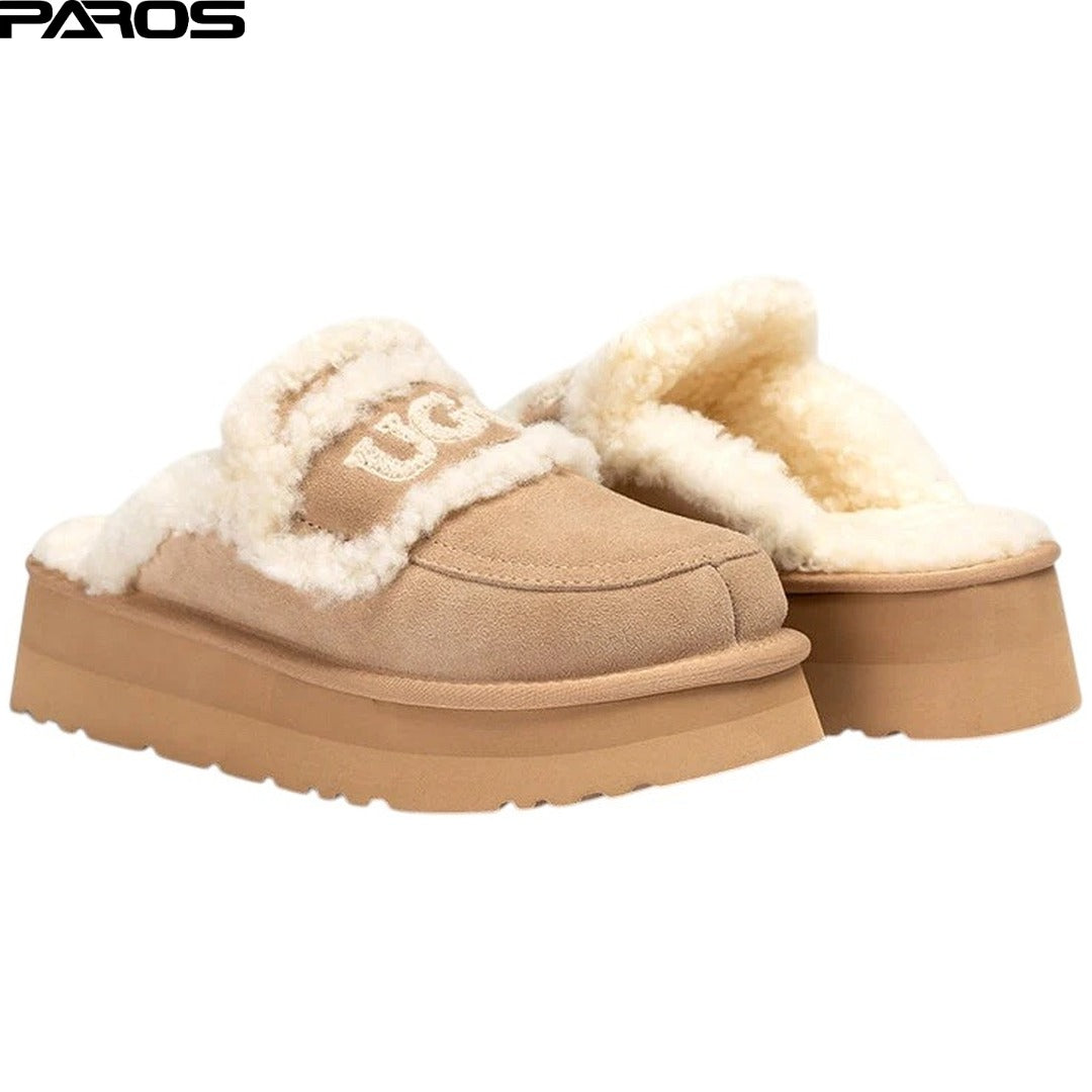 UGG Chloe Fluffy Platform Scuff 'Sand'