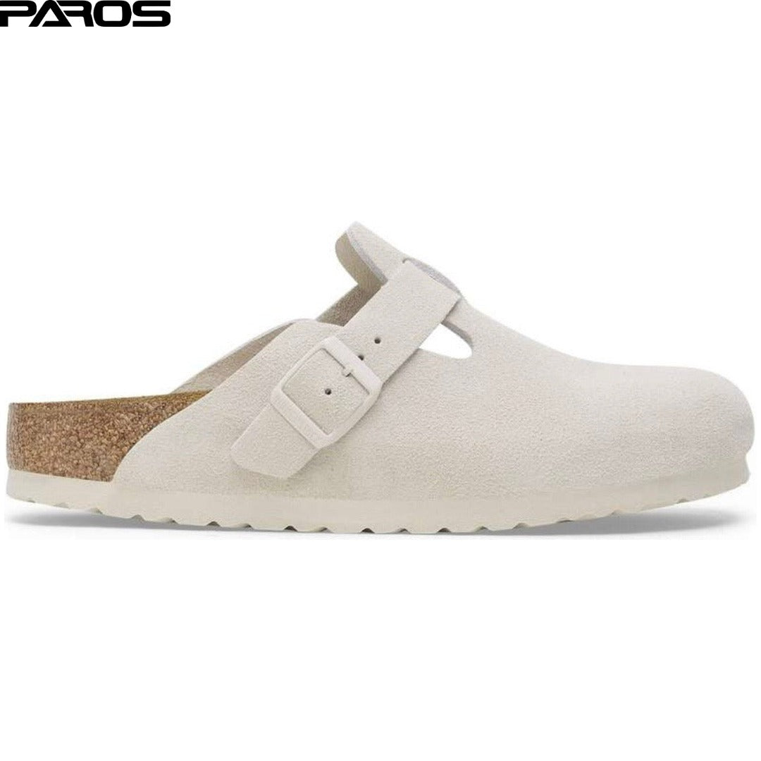Birkenstock Boston Soft Footbed Suede Leather 'Antique White'