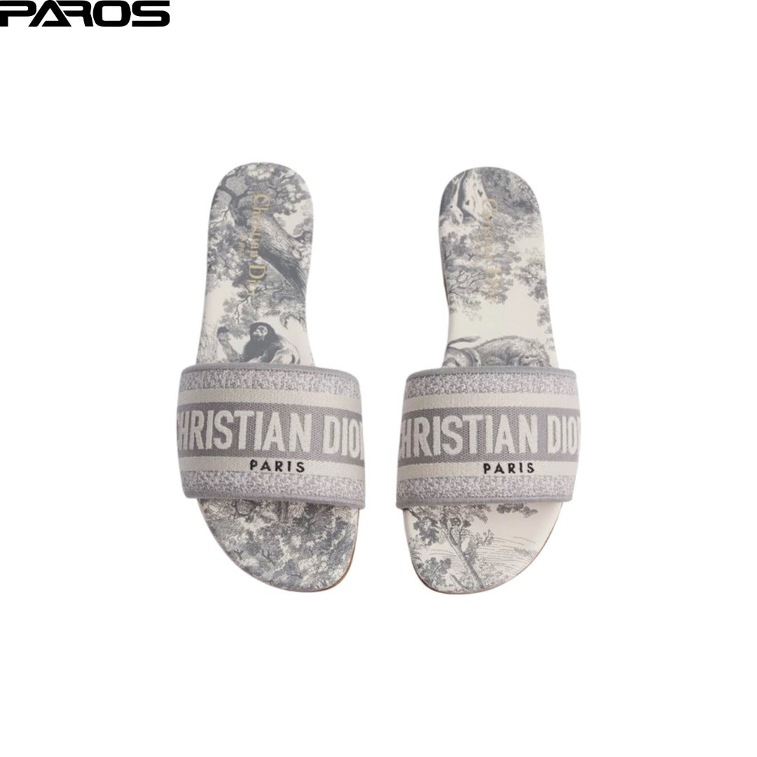 Dior Dway Slide 'Grey Toile de Jouy'