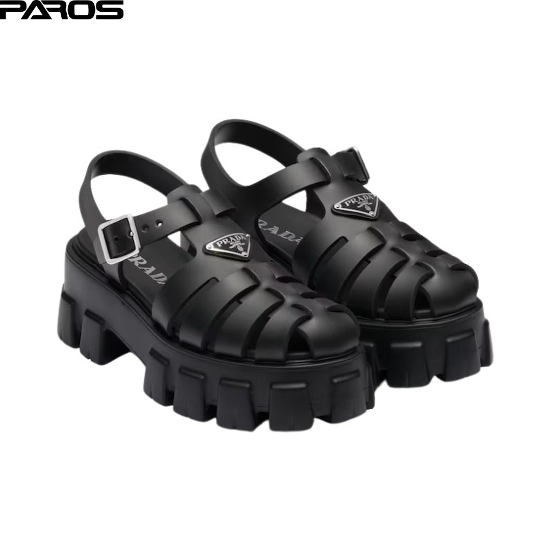 Prada Monolith Rubber Sandals 'Black'
