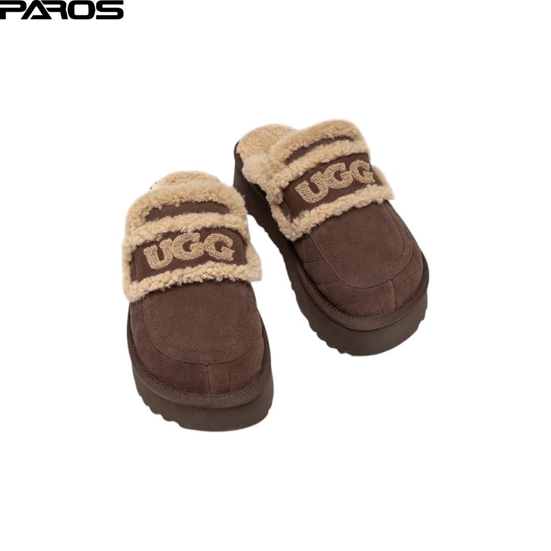 UGG Chloe Fluffy Platform Scuff 'Chocolate'