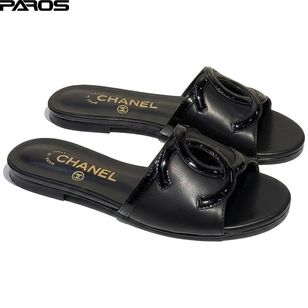 Chanel CC Cutout Sandal Mules 'Black'
