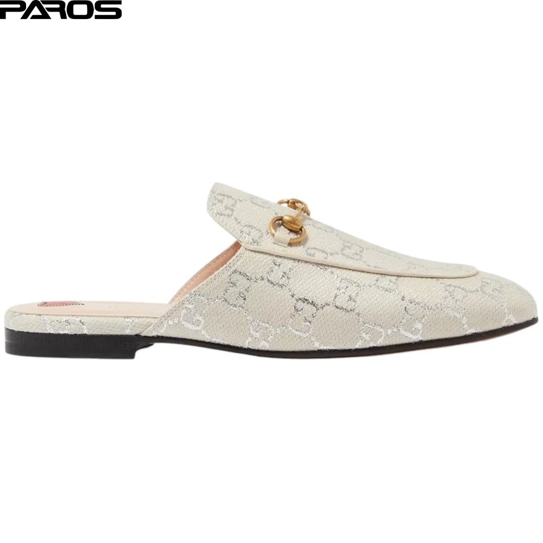 Gucci Princetown Mules 'Grey Silver Canvas'