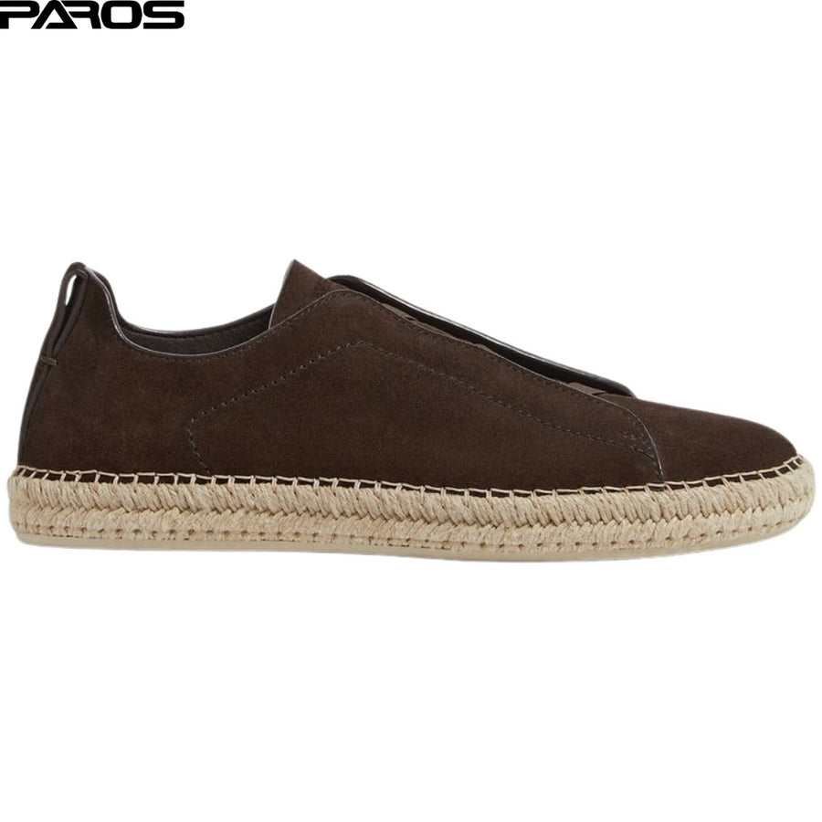 Zegna Triple Stitch Espadrilles 'Dark Brown Suede'