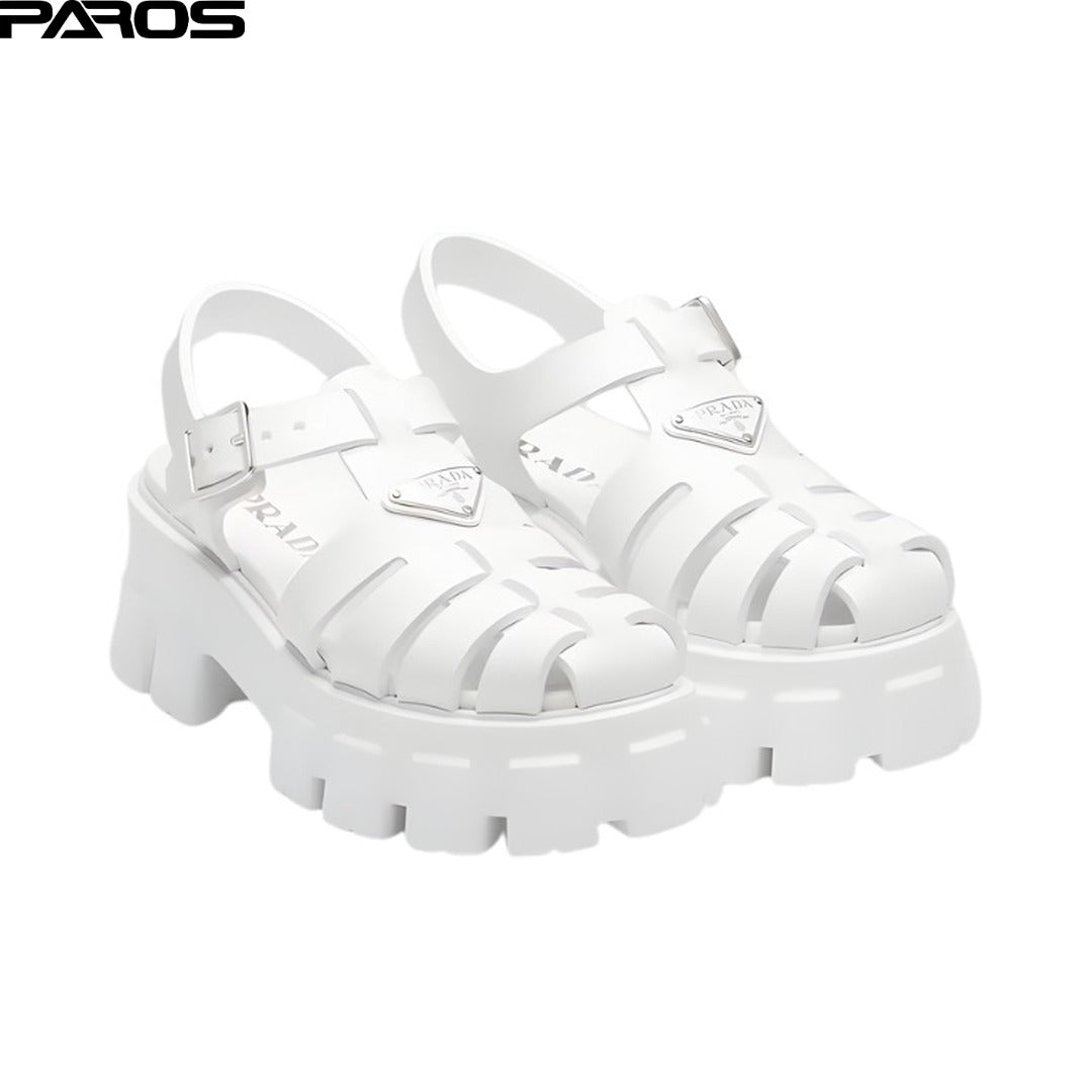 Prada Monolith Rubber Sandals 'White'