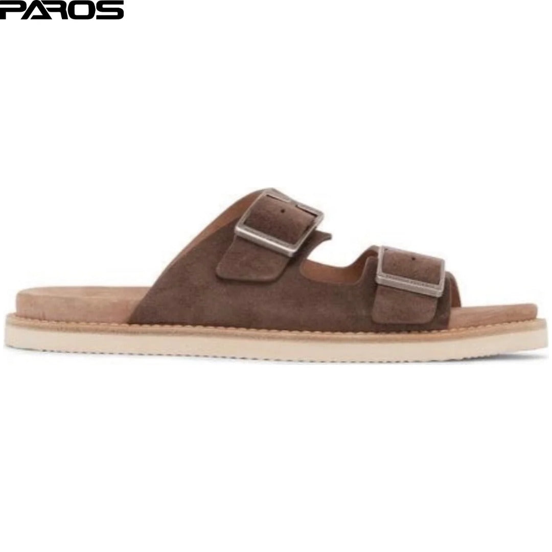 Brunello Cucinelli Suede Double-Strap Sandals 'Brown'
