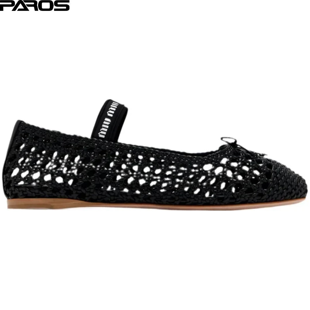 Miu Miu Woven Nappa Leather Ballerinas