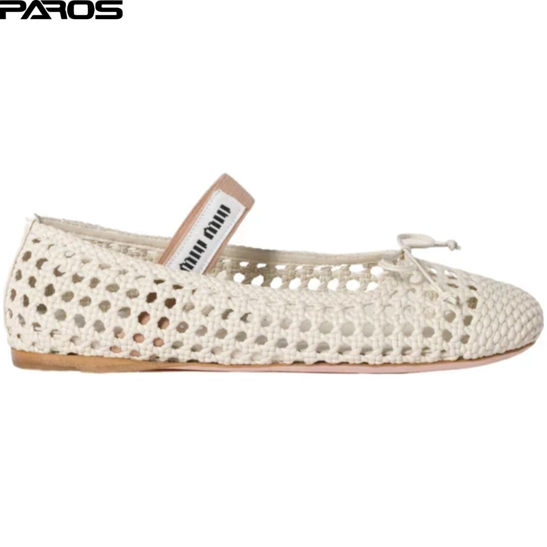 Miu Miu Woven Nappa Leather Ballerinas