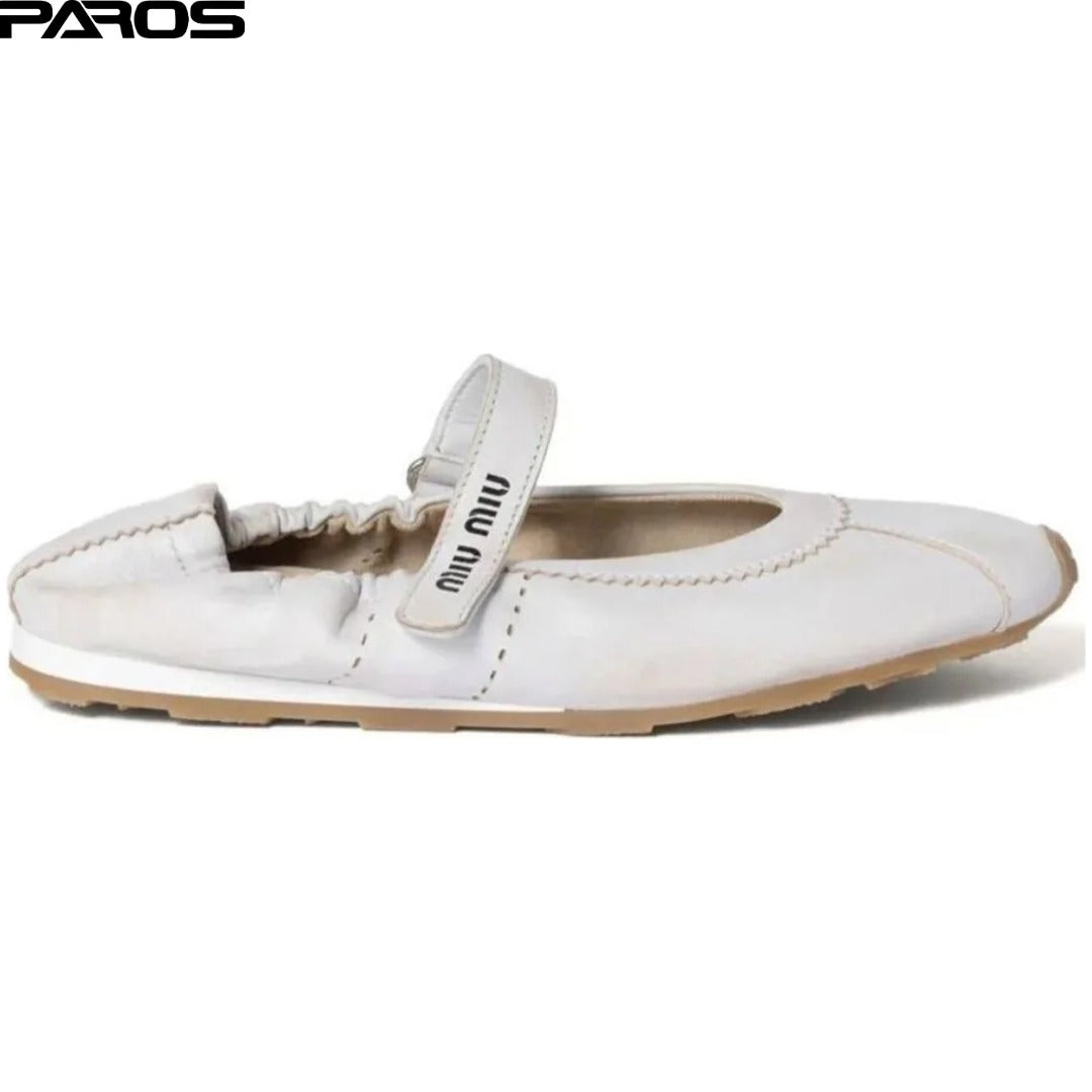 Miu Miu Bleached Nappa Leather Ballerinas 'White'