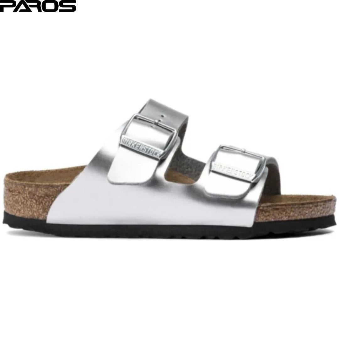 Birkenstock Arizona Birko-Flor 'Electric Metallic Silver'