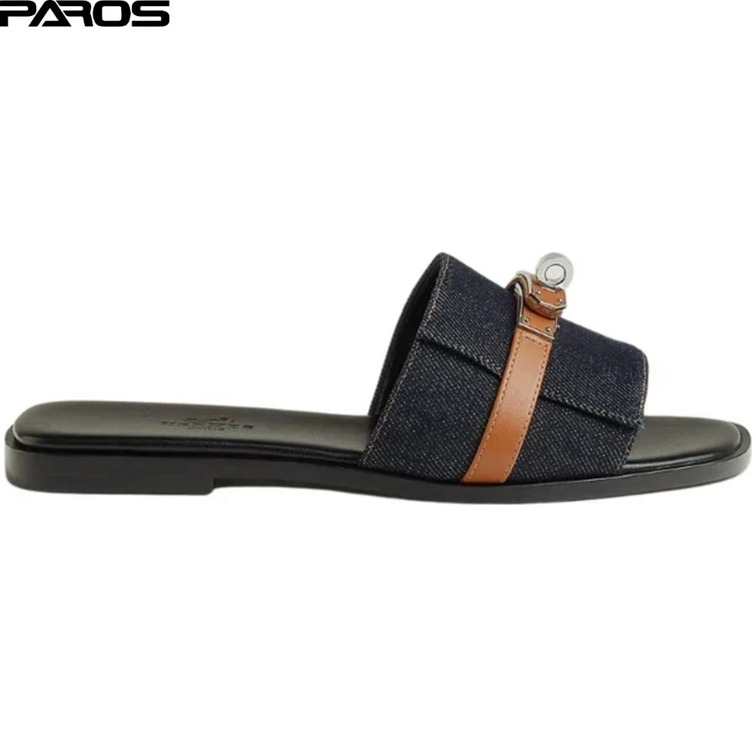Hermès Giulia Sandal 'Bleu Brut Naturel'