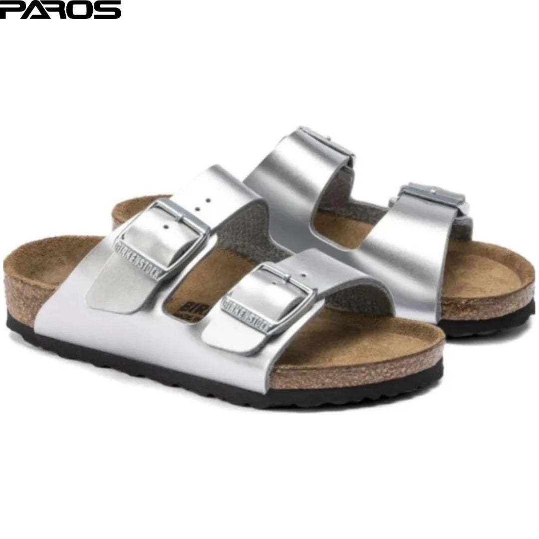 Birkenstock Arizona Birko-Flor 'Electric Metallic Silver'