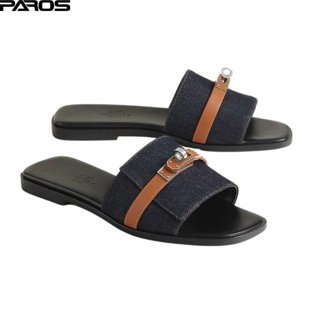 Hermès Giulia Sandal 'Bleu Brut Naturel'