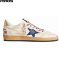 Golden Goose Ball Star in nappa leather with blue suede star and platinum leather heel tab