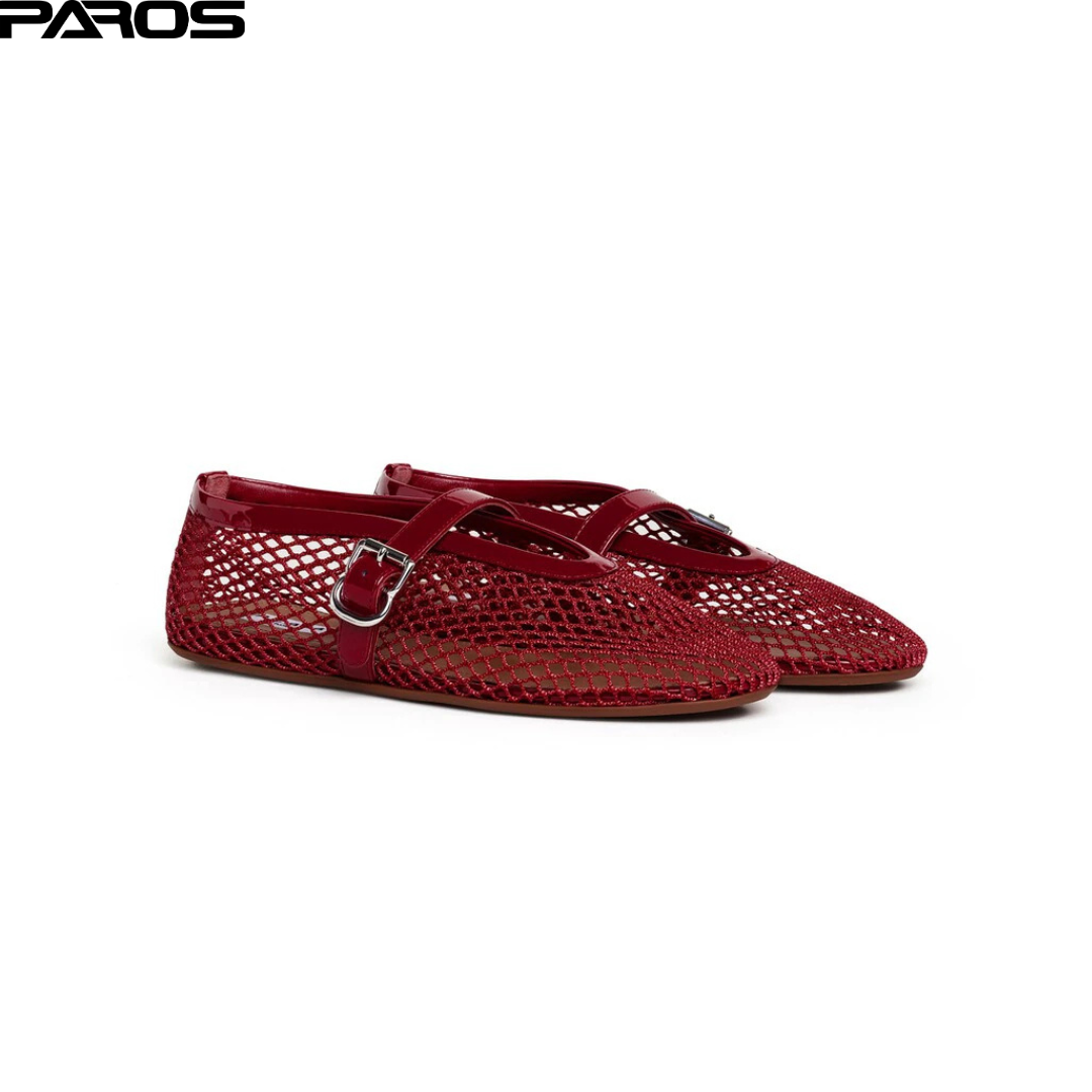 Alaïa Ballet Flats in Fishnet 'carmine'