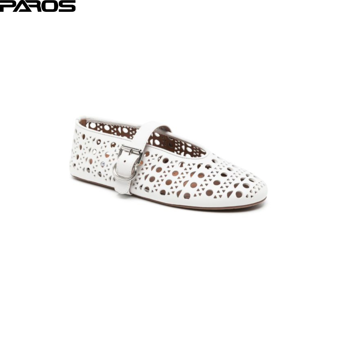 Alaïa Ballet Flats in Vienne Lambskin 'White'