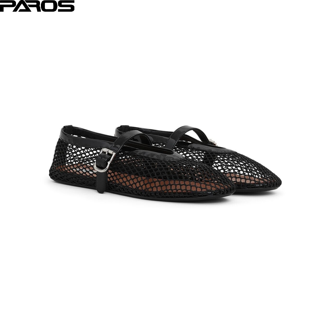 Alaïa Ballet Flats in Fishnet 'Black'