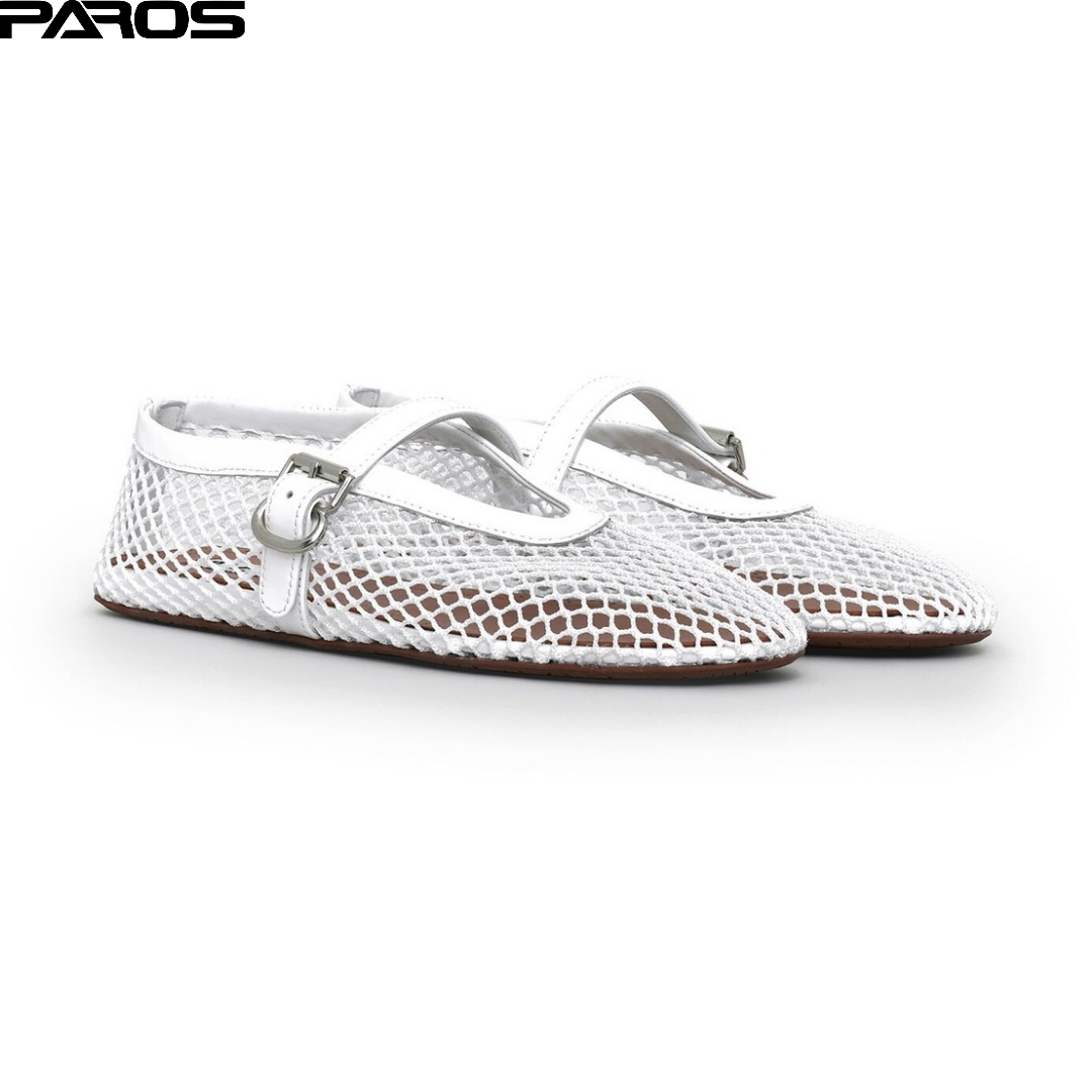Alaïa Ballet Flats in Fishnet 'White'