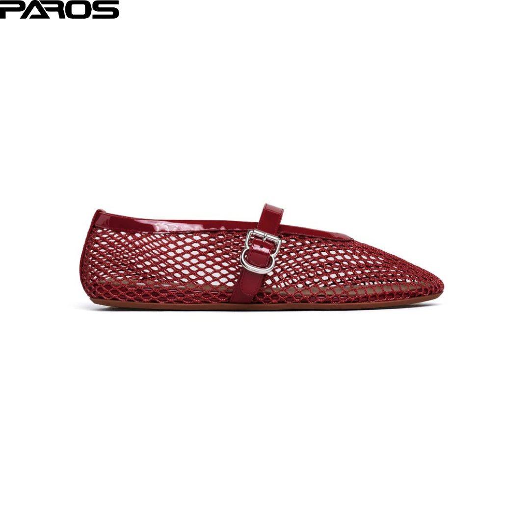 Alaïa Ballet Flats in Fishnet 'carmine'