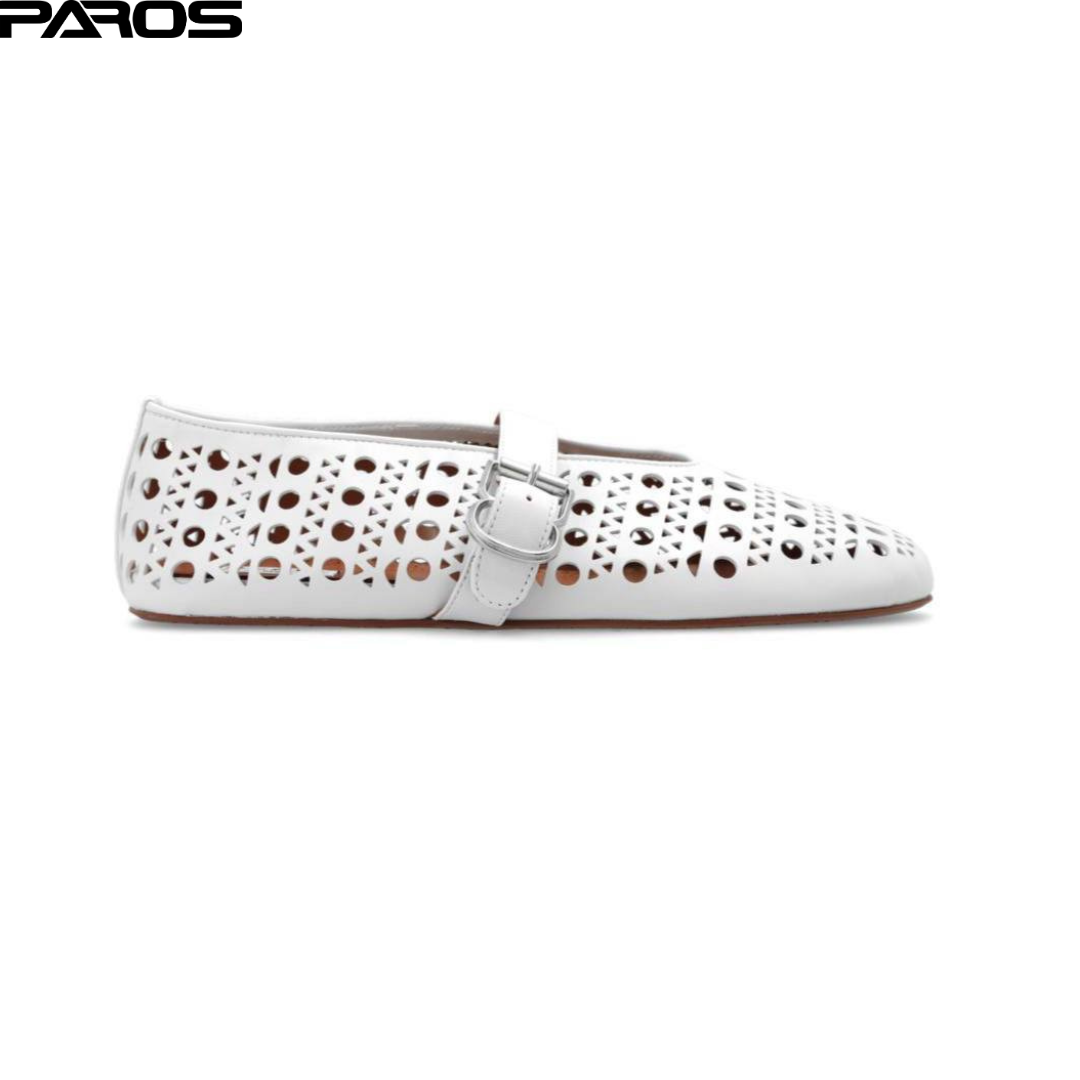 Alaïa Ballet Flats in Vienne Lambskin 'White'