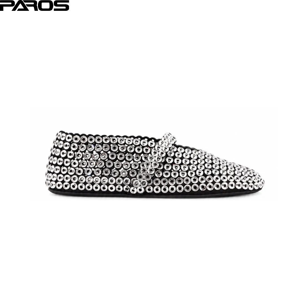 Alaïa Suede Glass-Embellished Ballet Flats 'Silver'