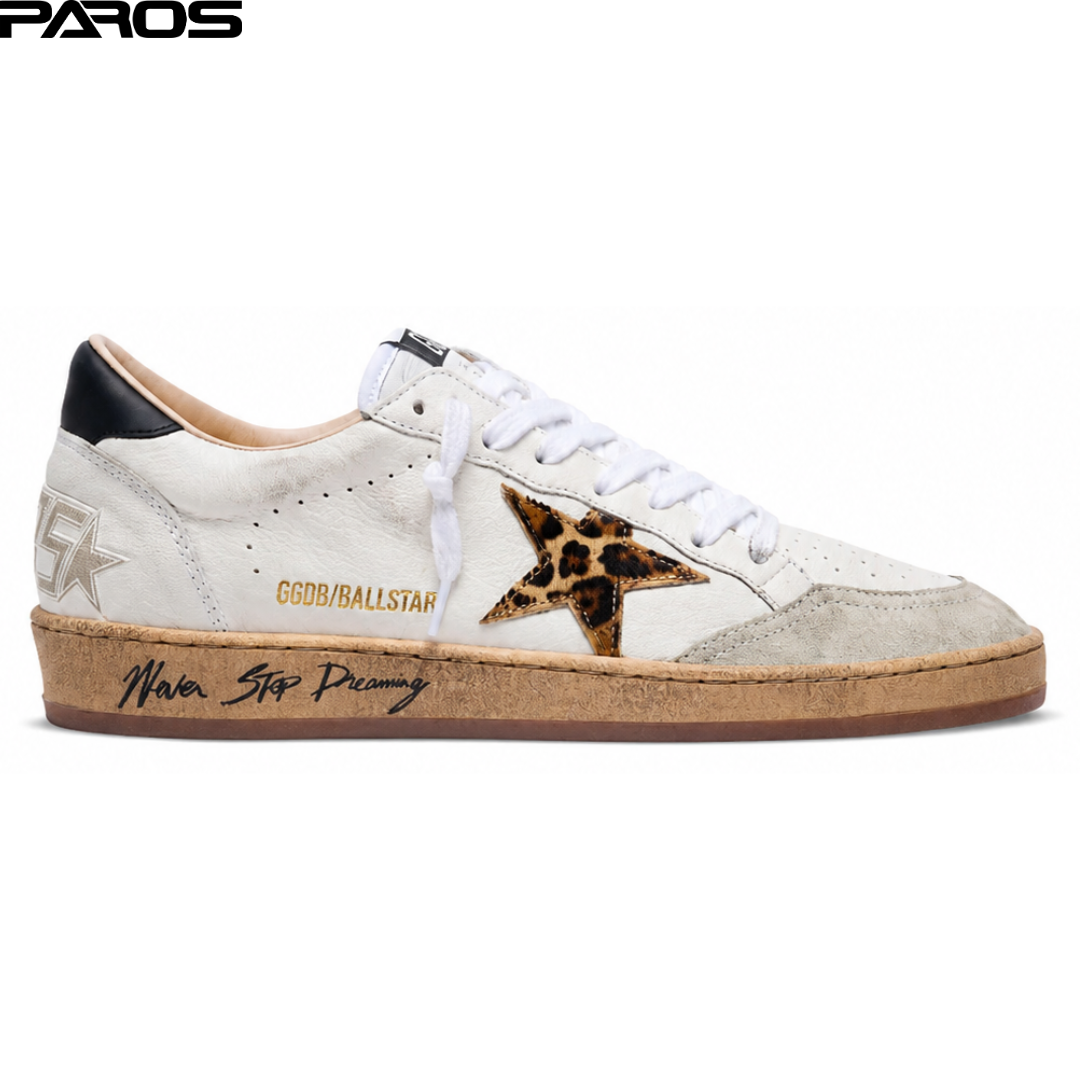 Golden Goose Ball Star with leopard print pony skin star and black heel tab