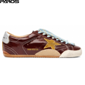 Golden Goose True-Star in burgundy naplak with suede star and silver nappa heel tab