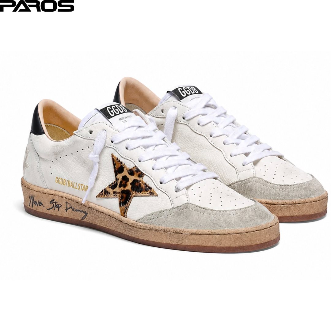 Golden Goose Ball Star with leopard print pony skin star and black heel tab