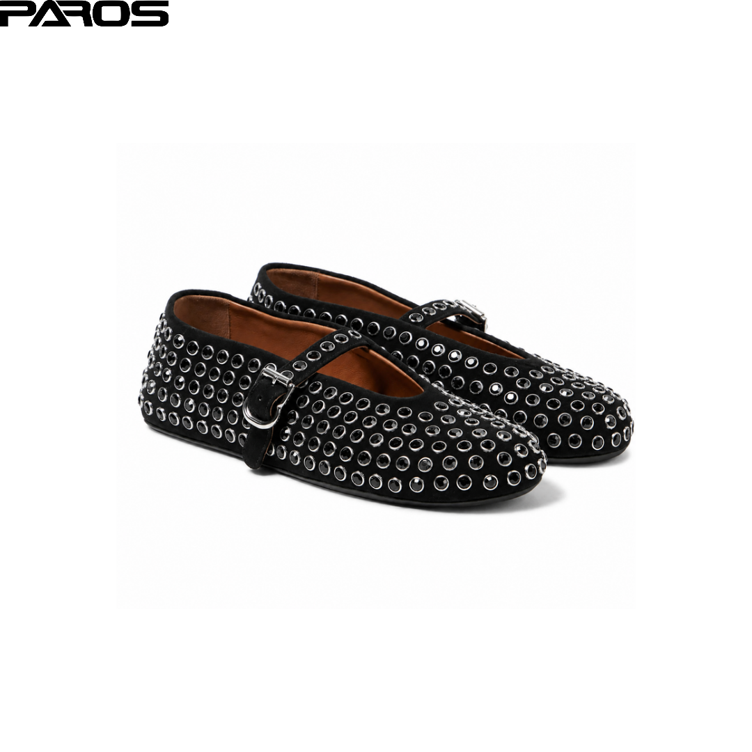 Alaïa Strass Suede Ballet Flats 'Black'