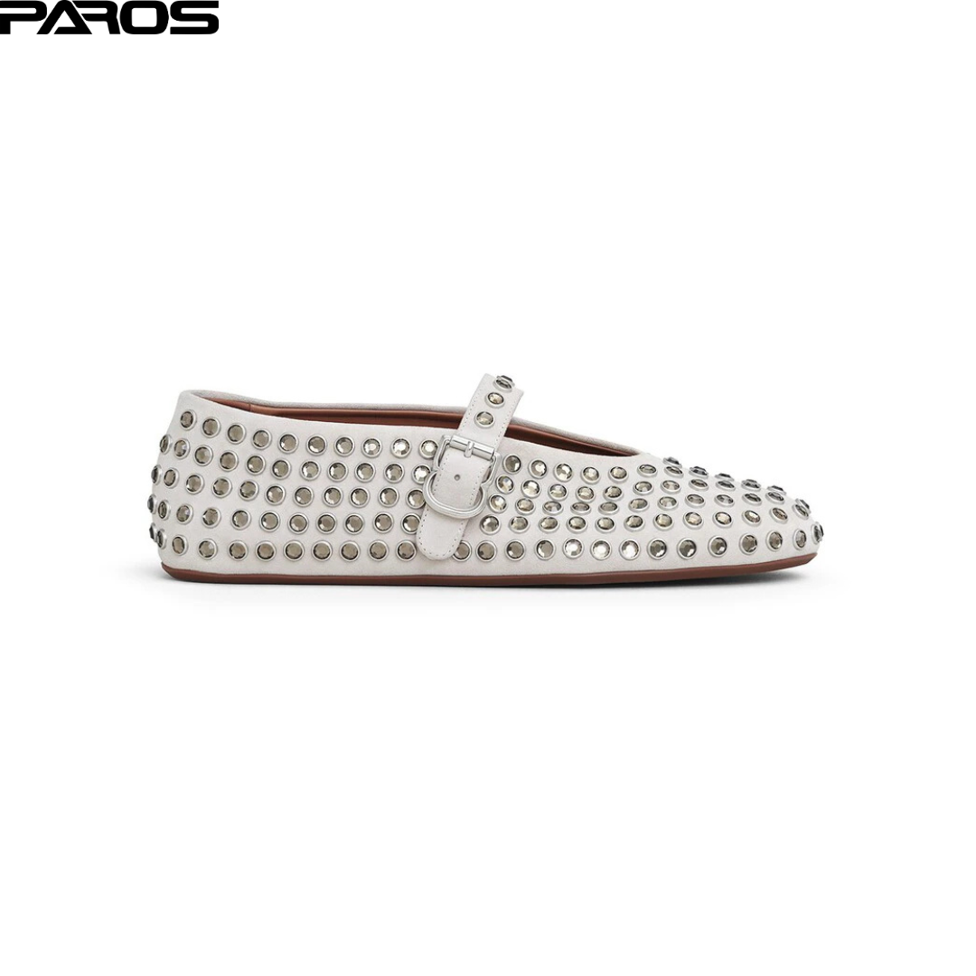 Alaïa Strass Suede Ballet Flats 'white'