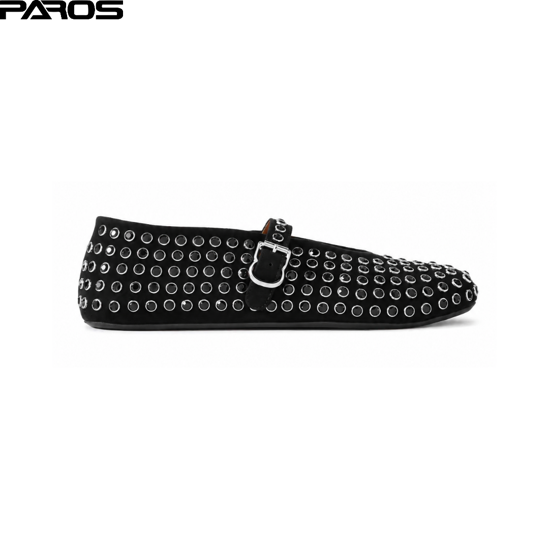 Alaïa Strass Suede Ballet Flats 'Black'