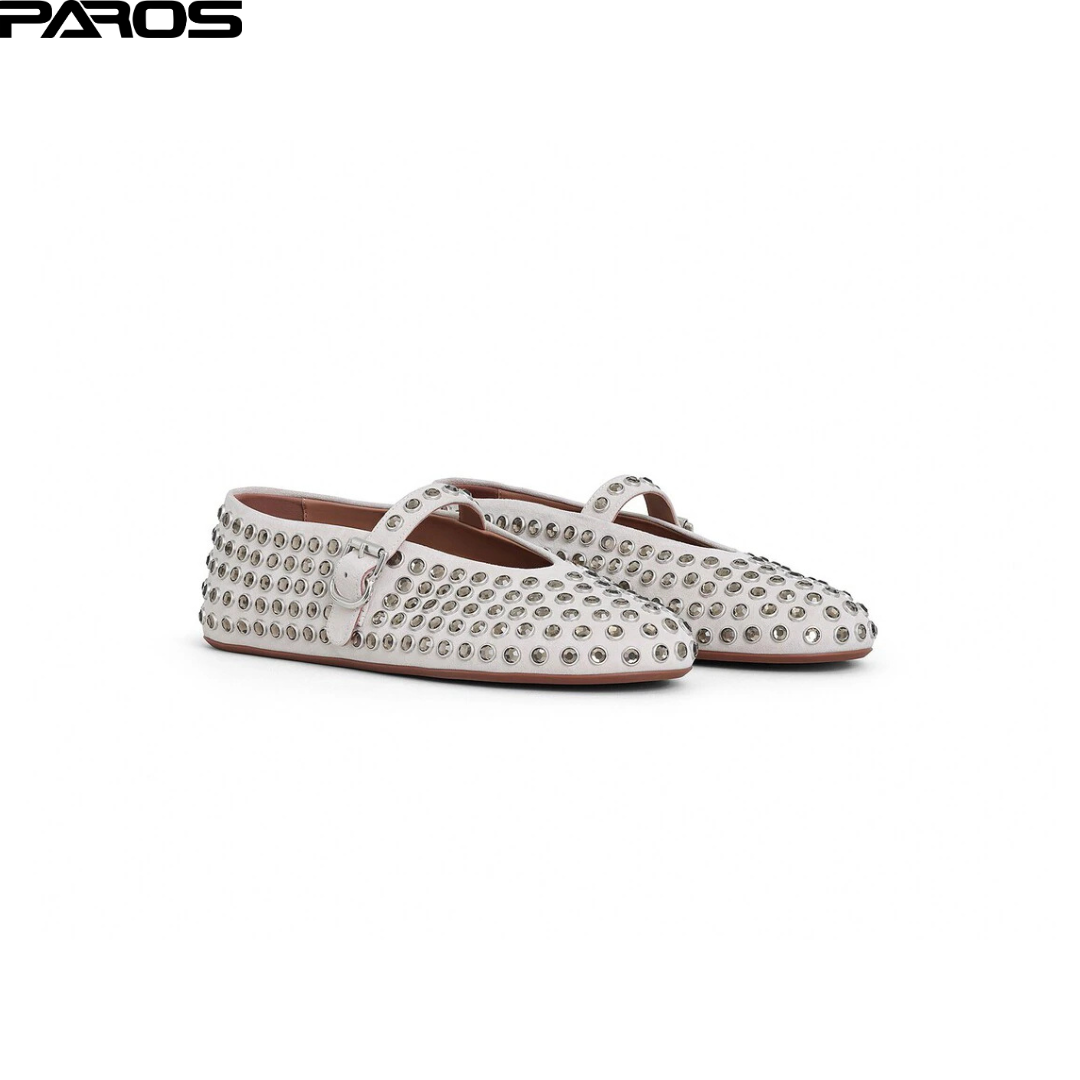 Alaïa Strass Suede Ballet Flats 'white'