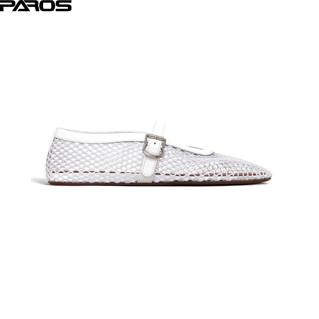 Alaïa Ballet Flats in Fishnet 'White'