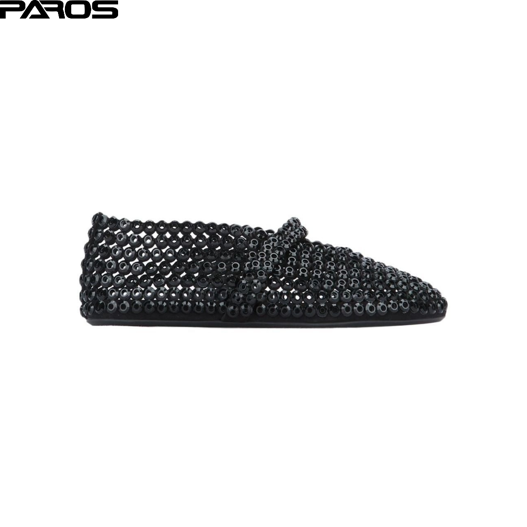 Alaïa Suede Glass-Embellished Ballet Flats 'Black'